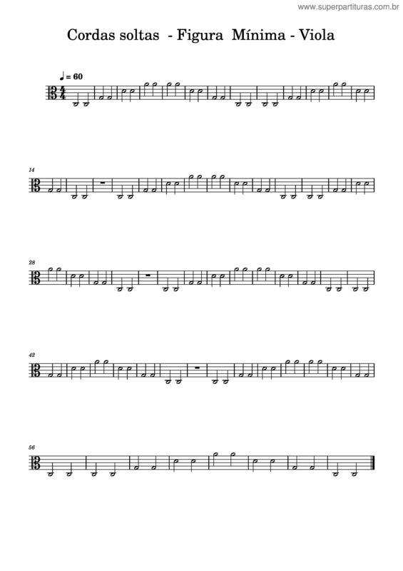 Partitura da música Cordas Soltas – Figura Minima Cordas Soltas  – Figura  Mínima – Viola