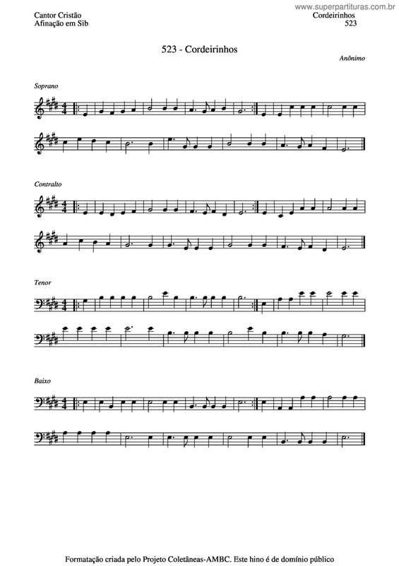 Partitura da música Cordeirinhos v.3