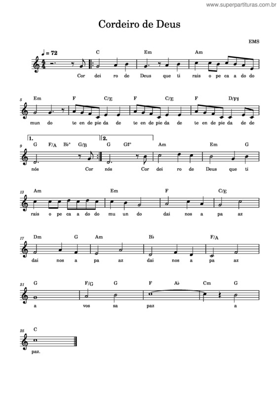 Partitura da música Cordeiro De Deus v.10