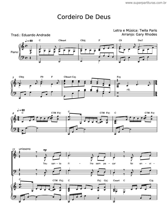Partitura da música Cordeiro De Deus v.12