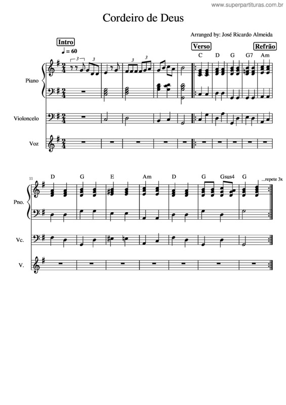 Partitura da música Cordeiro De Deus v.17