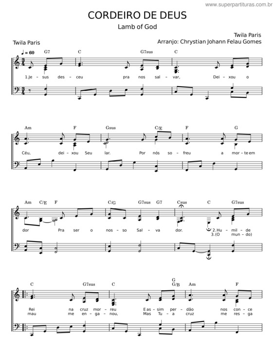 Partitura da música Cordeiro De Deus v.22