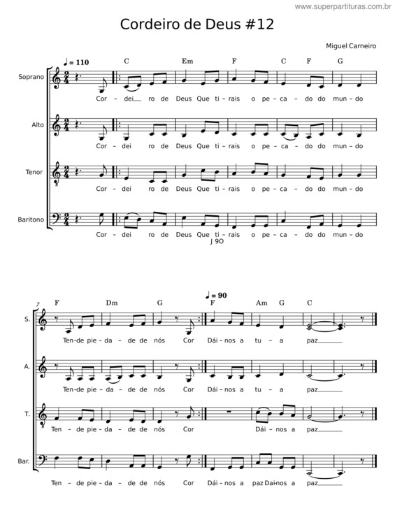Partitura da música Cordeiro De Deus v.30