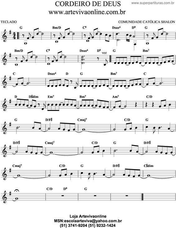 Partitura da música Cordeiro De Deus v.5