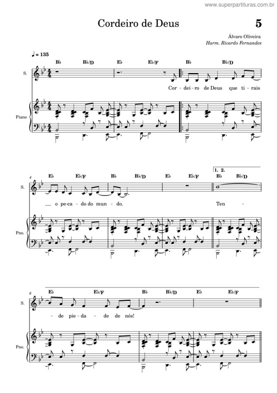 Partitura da música Cordeiro De Deus V