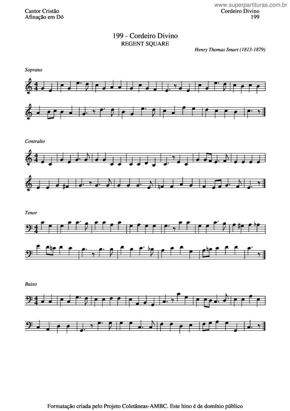 Partitura da música Cordeiro Divino v.2