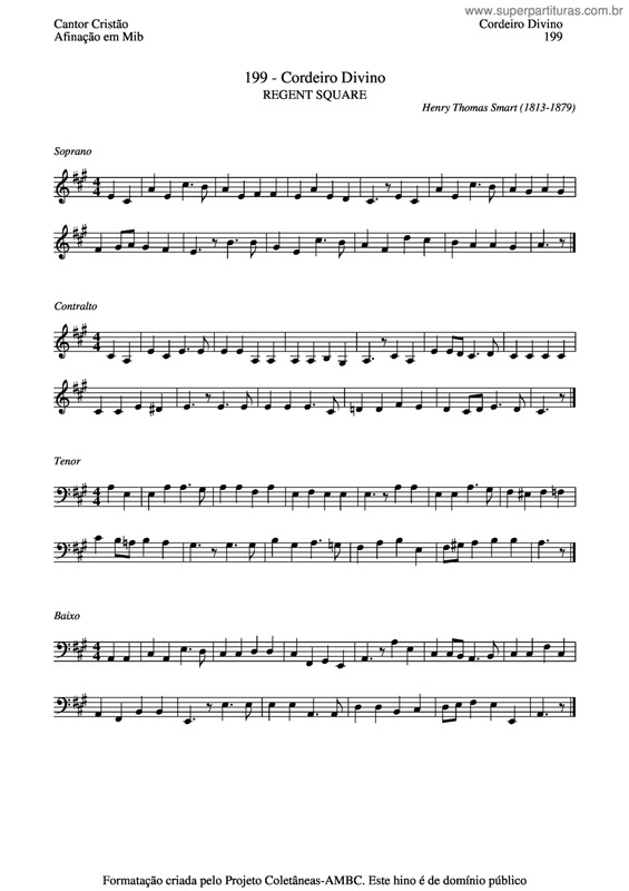 Partitura da música Cordeiro Divino v.4