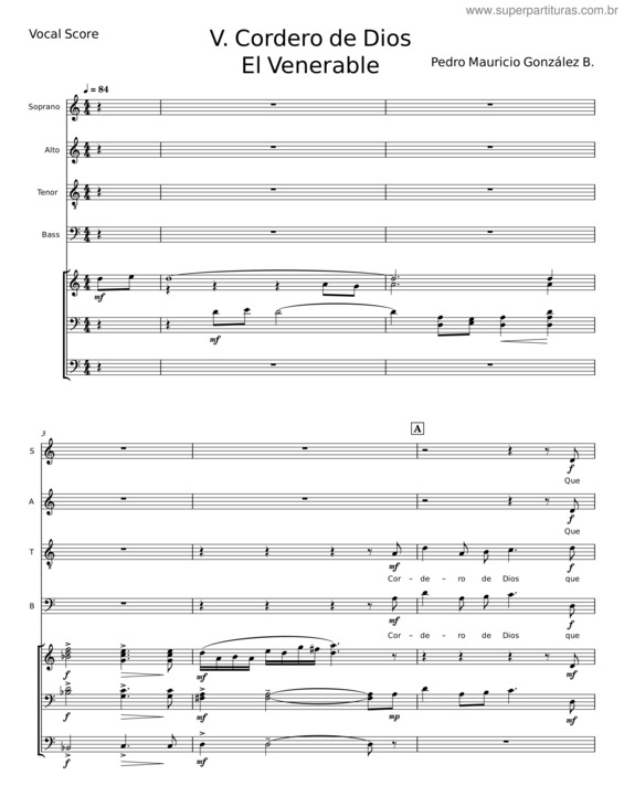 Partitura da música Cordero De Dios v.10