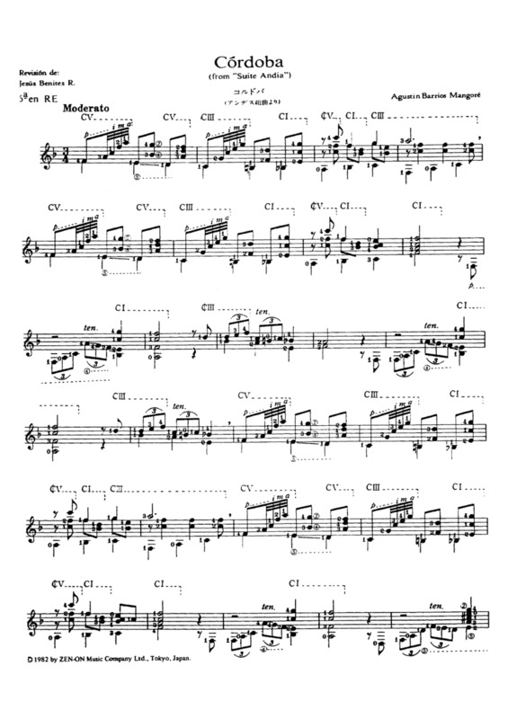 Partitura da música Córdoba