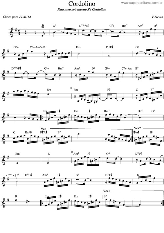 Partitura da música Cordolino