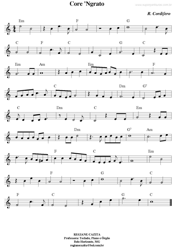 Partitura da música Core `Ngrato