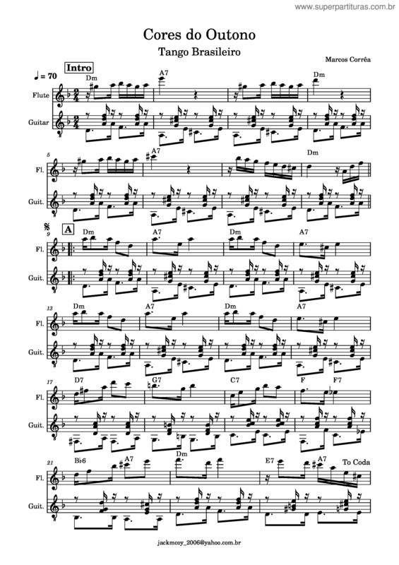 Partitura da música Cores Do Outono