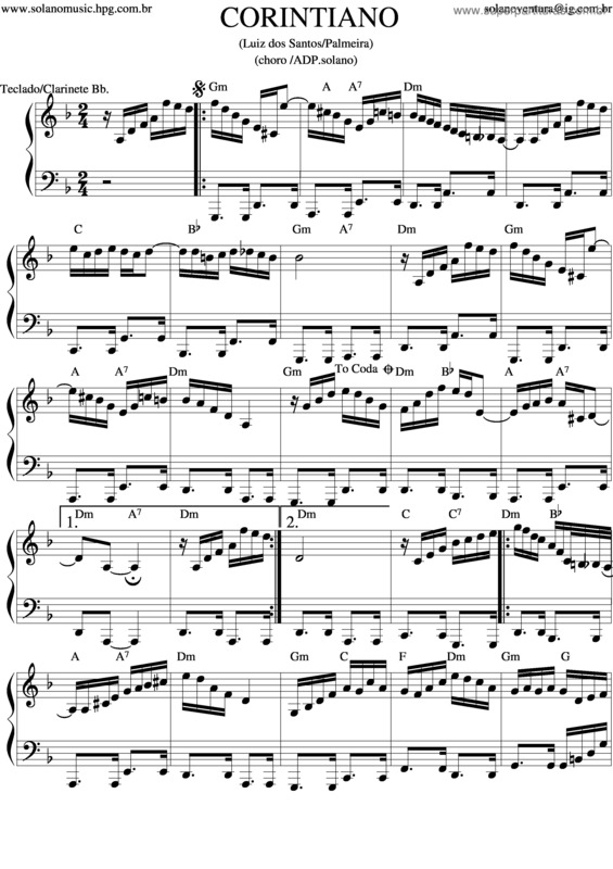 Partitura da música Corintiano v.3