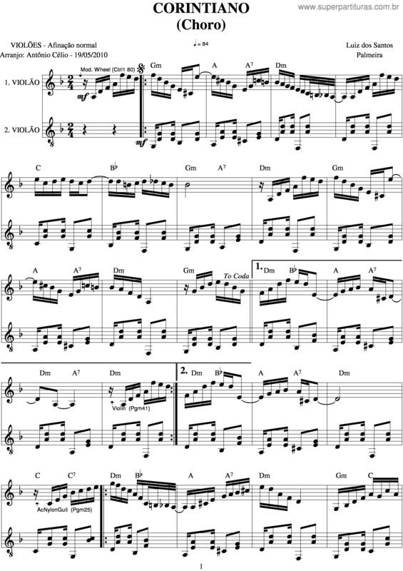 Partitura da música Corintiano v.6