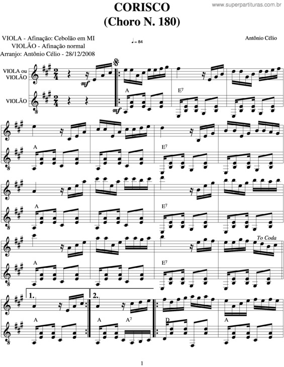 Partitura da música Corisco v.3