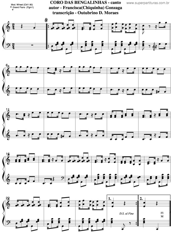 Partitura da música Coro Das Bengalinhas