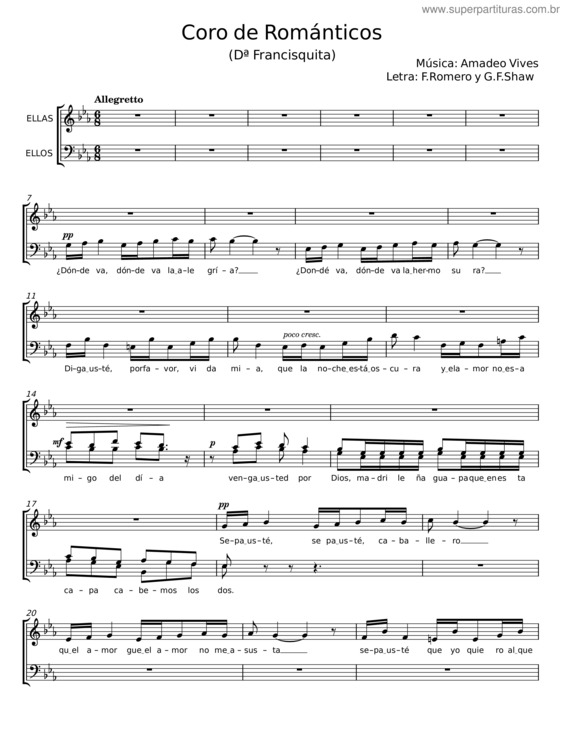 Partitura da música Coro De Románticos – Amadeo Vives