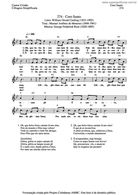 Partitura da música Coro Santo