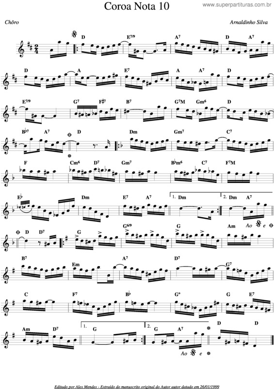 Partitura da música Coroa Nota 10