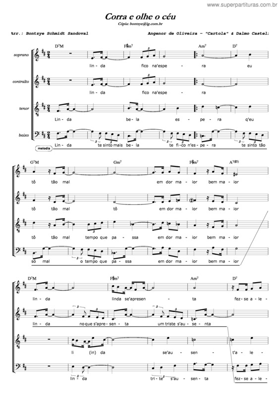 Partitura da música Corra E Olhe O Céu