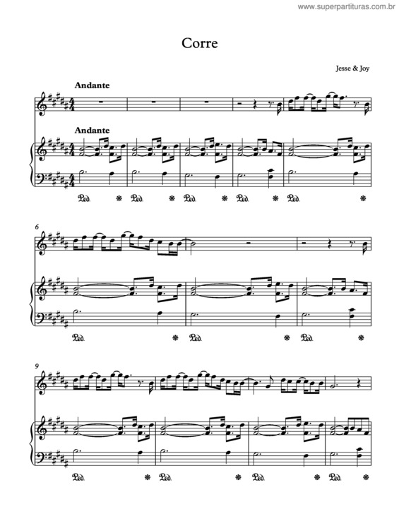 Partitura da música Corre