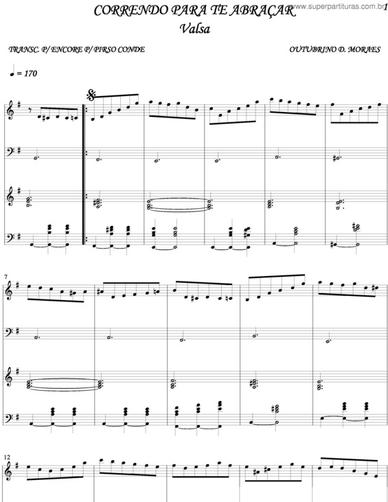 Partitura da música Correndo Para Te Abraçar v.2