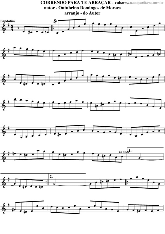 Partitura da música Correndo Para Te Abraçar v.5