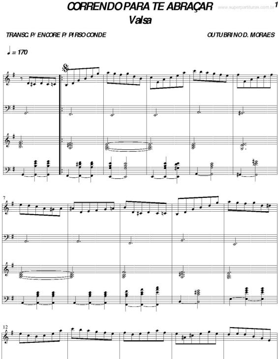 Partitura da música Correndo Para te Abraçar