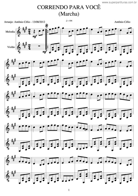 Partitura da música Correndo Para Você