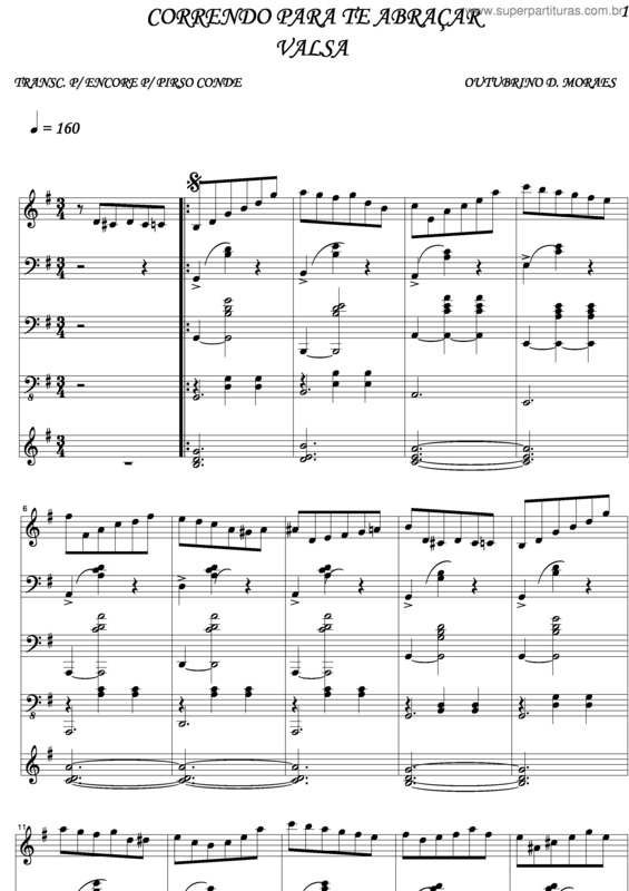 Partitura da música Correndo Pra Te Abraçar