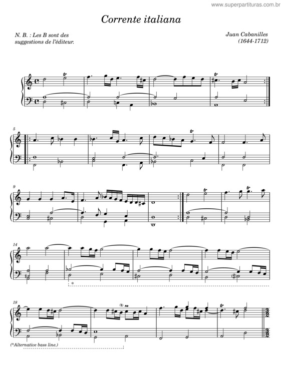 Partitura da música Corrente Italiana