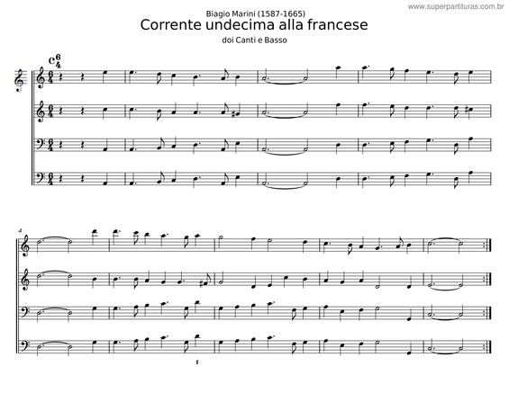 Partitura da música Corrente Undecima Alla Francese