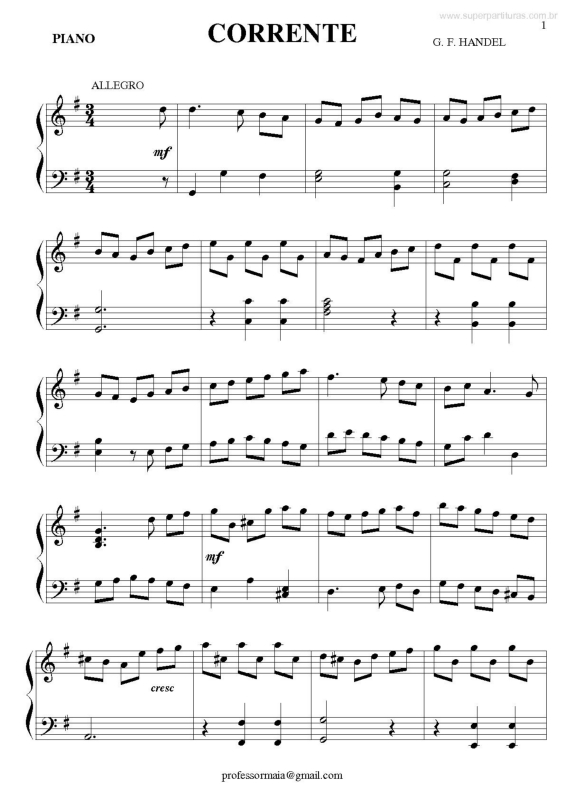 Partitura da música Corrente