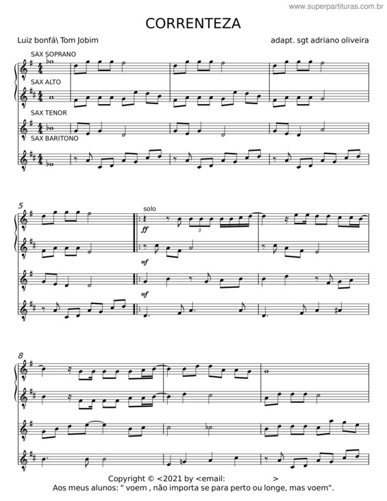 Partitura da música Correnteza – Djavan