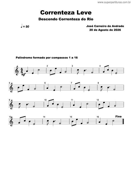 Partitura da música Correnteza Leve
