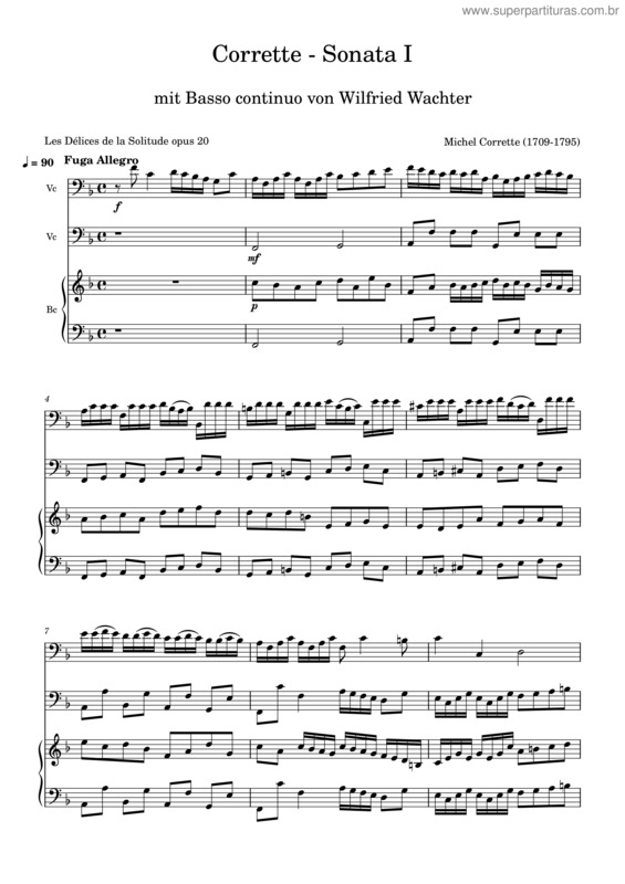 Partitura da música Corrette – Cello–Sonata I