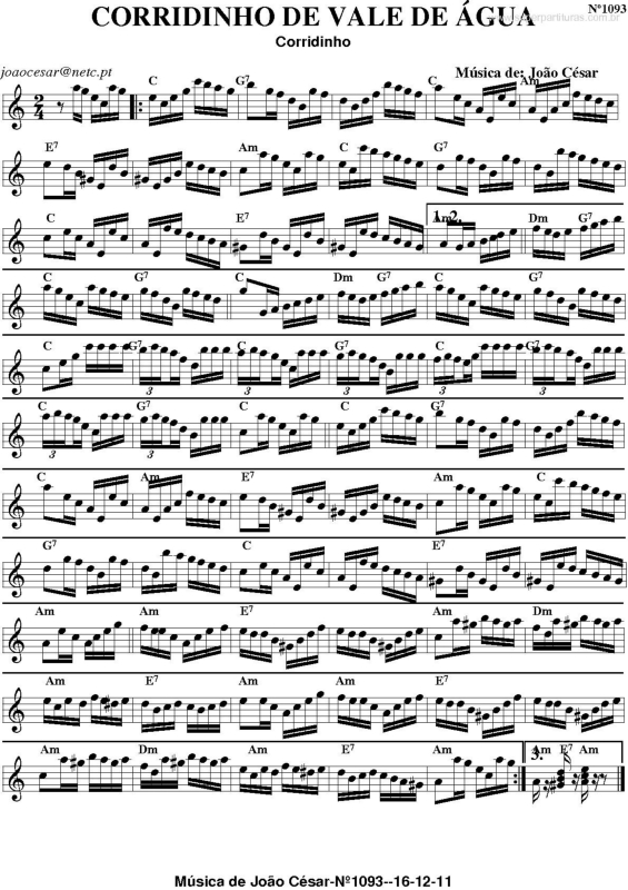 Partitura da música Corridinho de Vale de Água