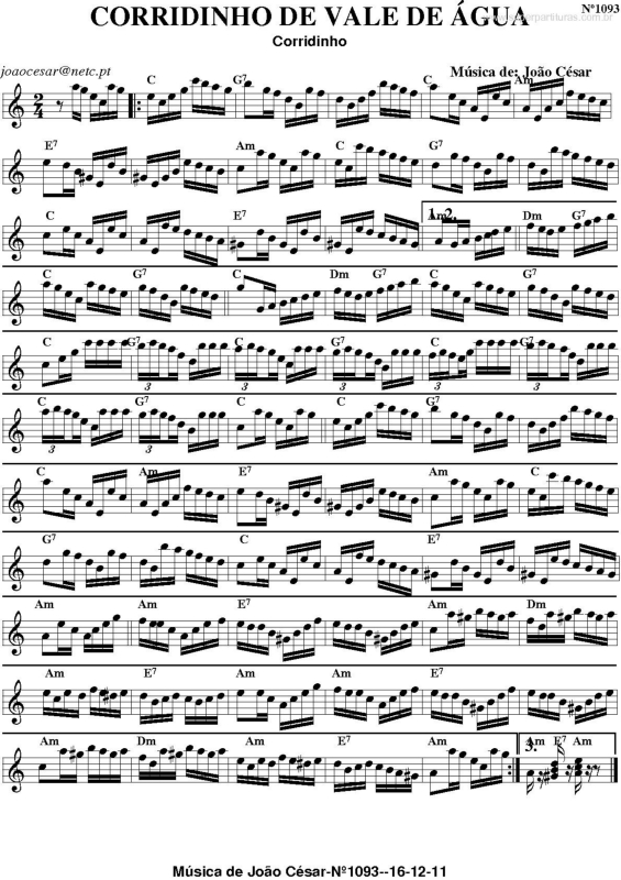 Partitura da música Corridinho de Vale de Água