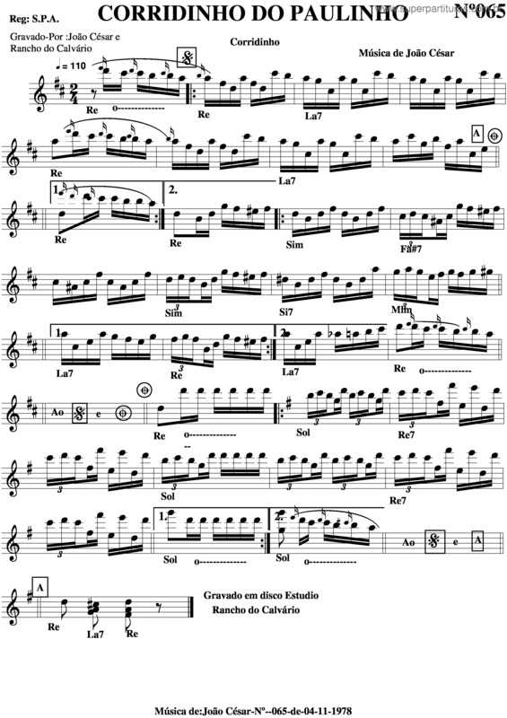 Partitura da música Corridinho Do Paulinho v.2