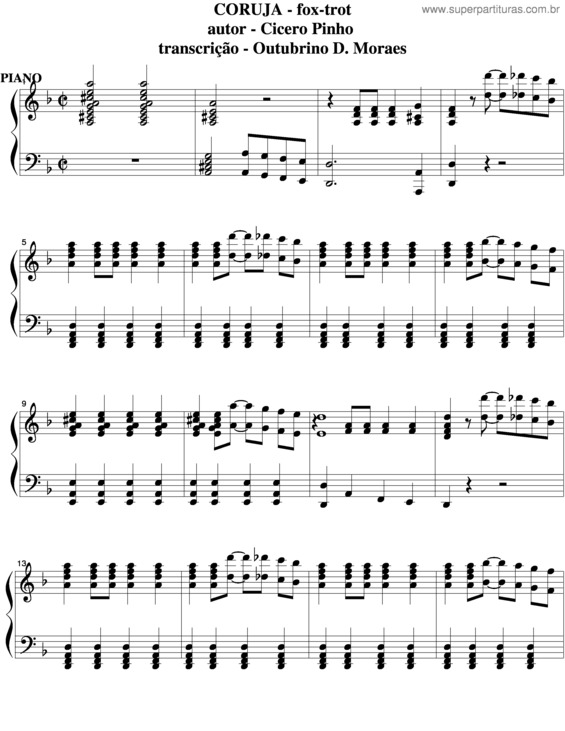 Partitura da música Coruja