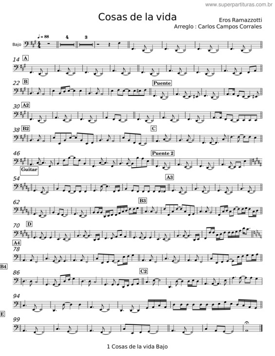 Partitura da música Cosas De La Vida – Eros Ramazzotti