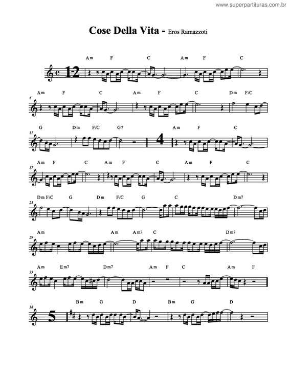 Partitura da música Cose Della Vita v.3