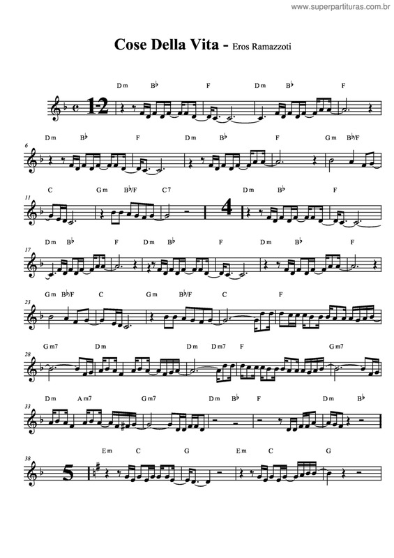 Partitura da música Cose Della Vita v.4