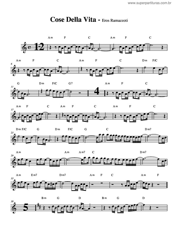 Partitura da música Cose Della Vita v.5