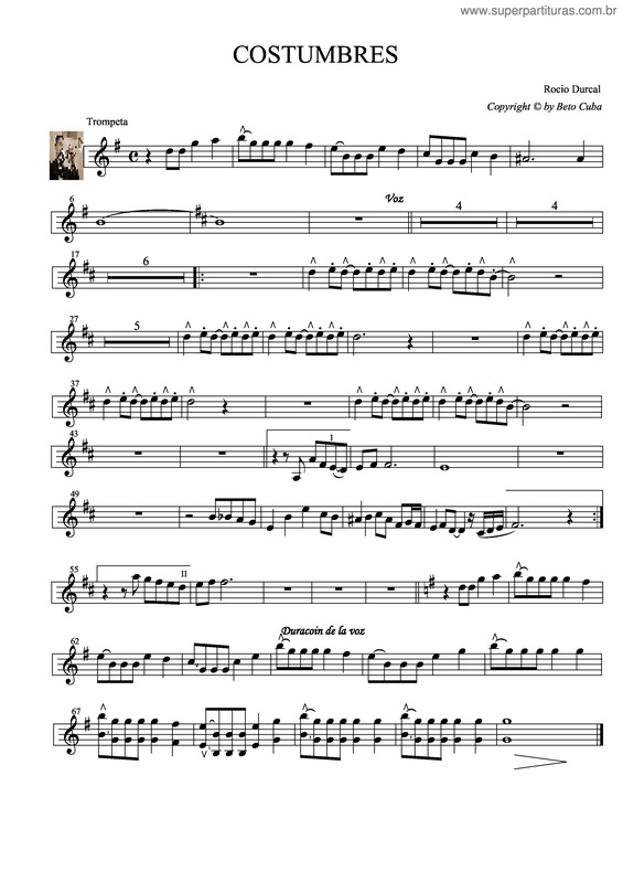 Partitura da música Costumbre