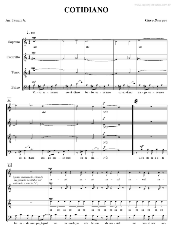 Partitura da música Cotidiano v.2