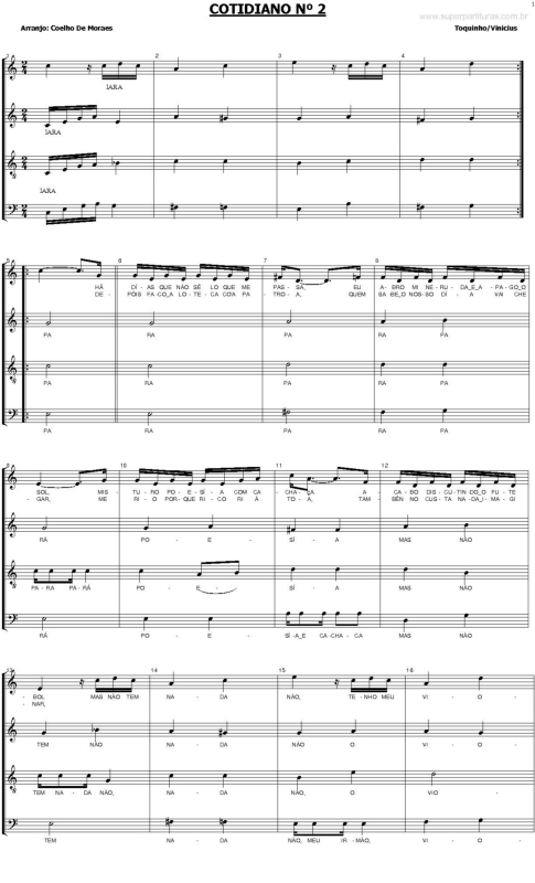 Partitura da música Cotidiano