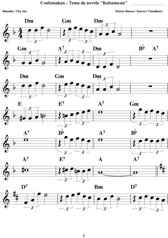 Partitura da música Coubanakan v.3