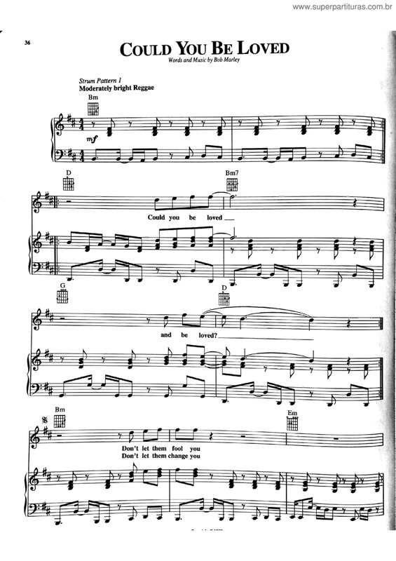 Partitura da música Could You Be Loved v.3