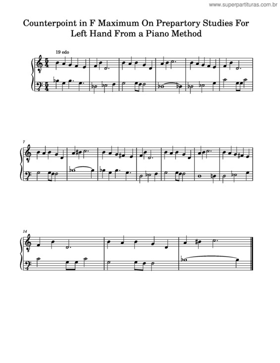 Partitura da música Counterpoint In F Maximum On Prepartory Studies For Left Hand From A Piano Method v.2